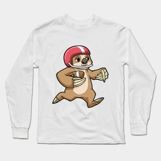 Sloth as Footballer with Football and Helmet Long Sleeve T-Shirt